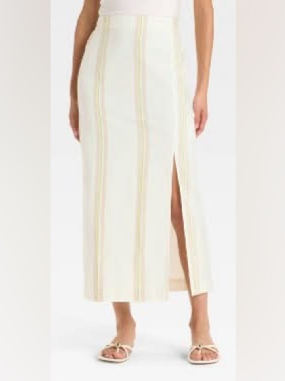 A New Day Ankle A-Line Skirt, Women, Tan Striped size small NEW